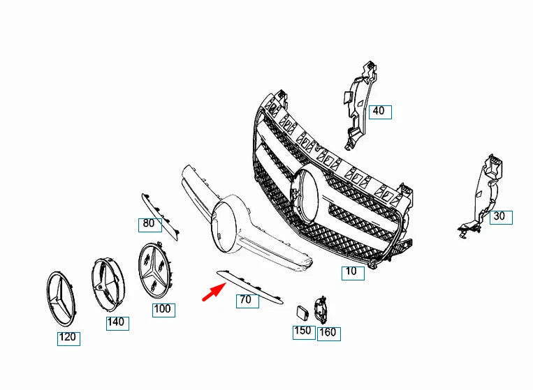 NEW MERCEDES-BENZ CLA COUPE C117 FRONT GRILLE LEFT TRIM A1178850921