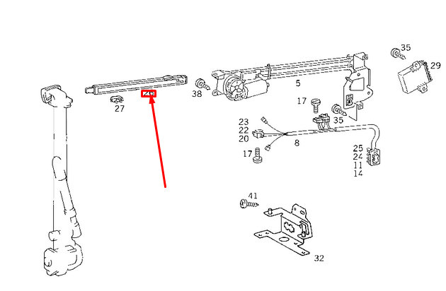 NEW MERCEDES-BENZ E W124 SEAT BELT FEEDER ROD A1248600057 ORIGINAL