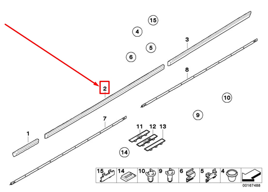 NEW BMW 5 E39 FRONT RIGHT DOOR MOULDING 51138159296 8159296 ORIGINAL