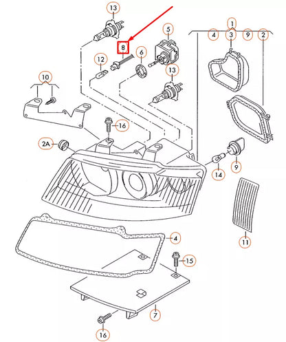 NEW AUDI A4 B6 HEADLIGHT SOCKET LAMP HOUSING 1J0941953 ORIGINAL