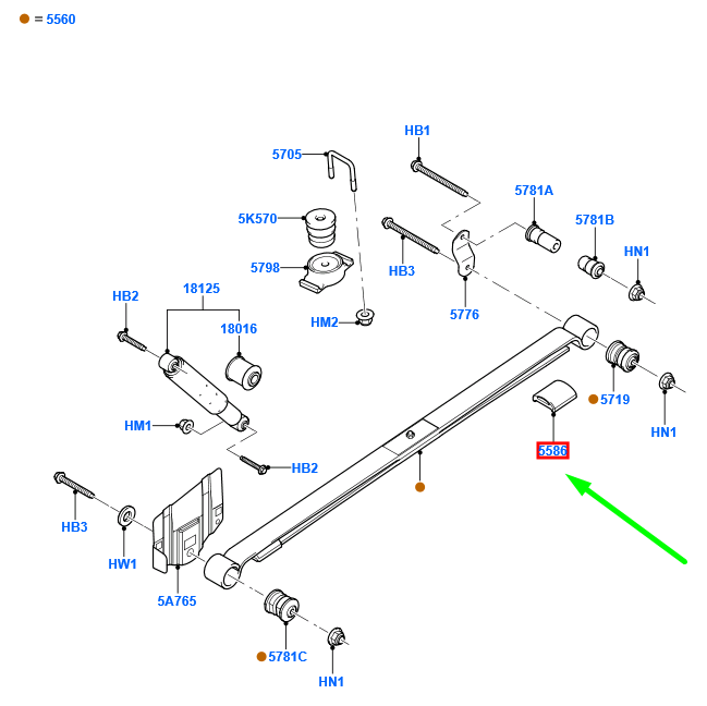 new ford transit connect mk1 rear suspension leaf spring bush 4583288 original