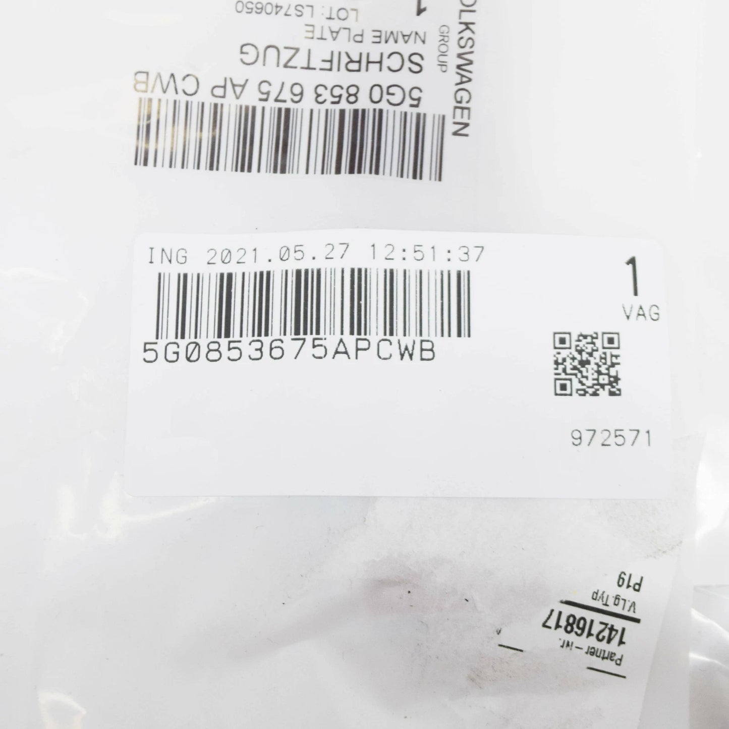 NEW VW GOLF MK7 REAR TRUNK BOOT EMBLEM BADGE LOGO 5G0853675APCWB