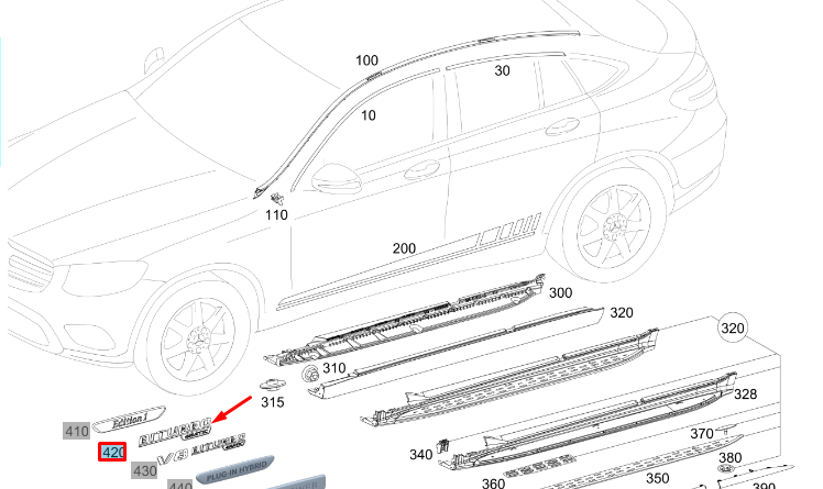 NEW MERCEDES-BENZ GLC X253 FRONT FENDER WING LEFT BADGE A2058172601 ORIGINAL
