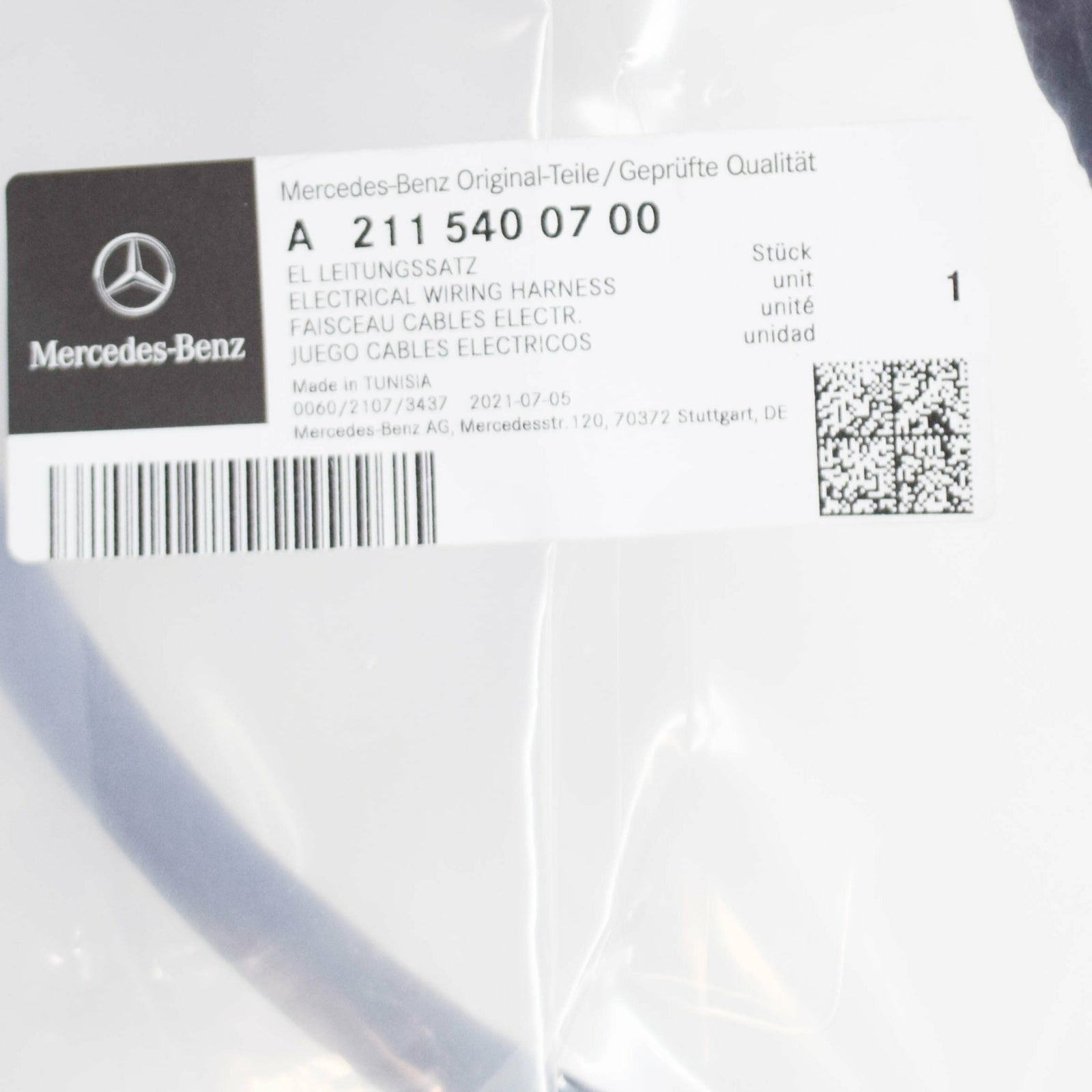 NEW MB E W211 AMG ADAPTER LINE WLECTRICAL WIRING HARNESS A2115400700 ORIGINAL