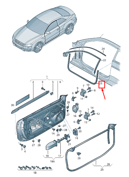 new audi a5 sportback 8t front left inner door seal rubber 8t0831707d original