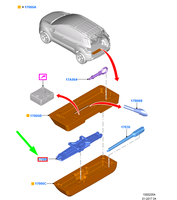 new ford ecosport mk2 lift jack an15-17080-ba 2058053 original