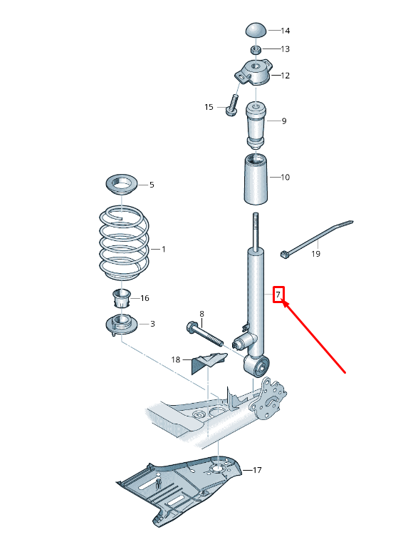 new vw golf vii variant ba mk7 rear gas shock absorber 5q0513049ec original