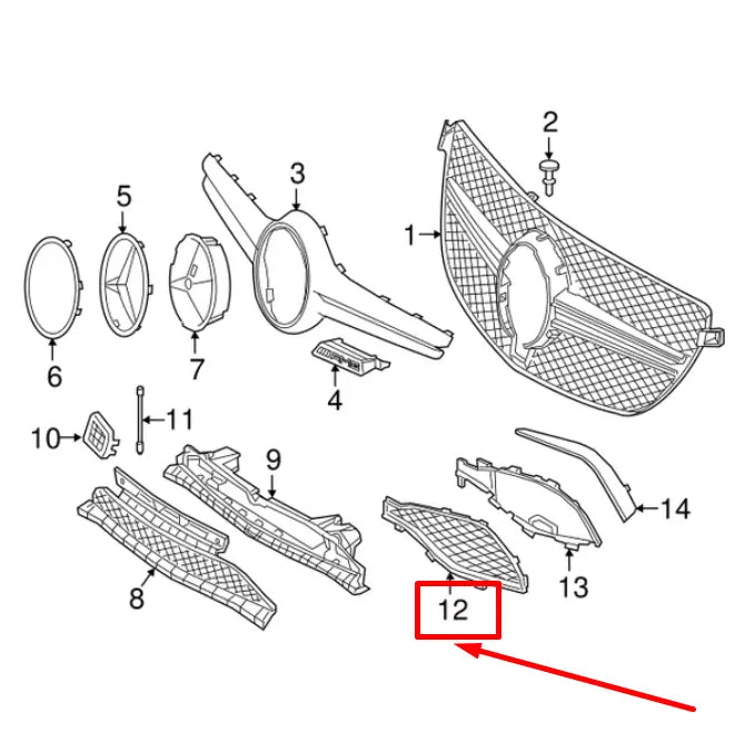 NEW MERCEDES-BENZ GLE COUPE C292 FRONT RIGHT BUMPER GRILL A2928853322 ORIGINAL