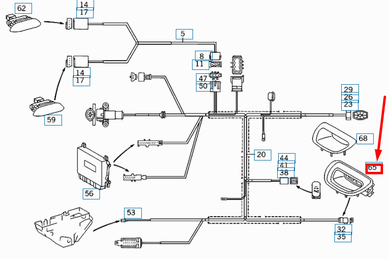 NEW MERCEDES-BENZ CLK C208 REAR BACKREST TOP WARNING DEVICE A0015421423 ORIGINAL