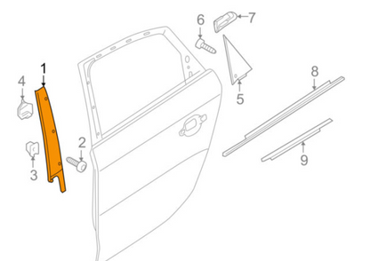 NEW AUDI A4 B8 EXTERIOR REAR LEFT B PILLAR TRIM 8K0839901K5FQ ORIGINAL