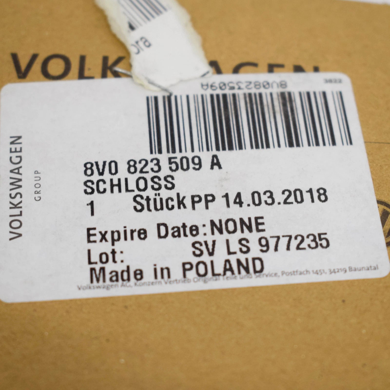 NEW AUDI A3 8V REAR TAILGATE LID LOCK 8V0823509A 2015