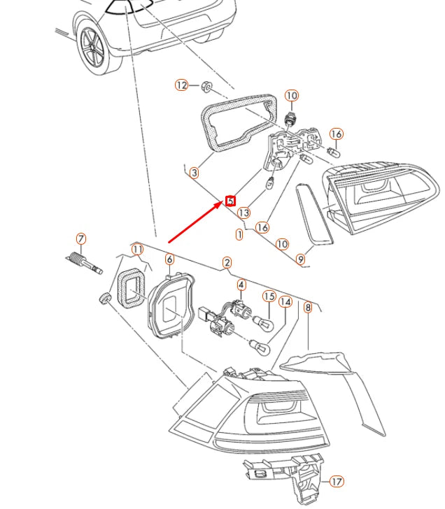 NEW VW GOLF MK7 REAR RIGHT INNER TAIL LIGHT BULB CARRIER LHD 5G0945260 ORIGINAL
