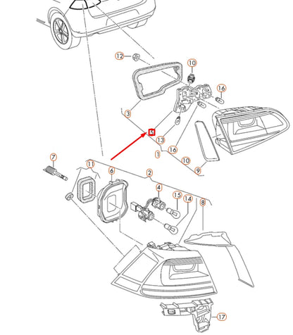 NEW VW GOLF MK7 REAR RIGHT INNER TAIL LIGHT BULB CARRIER LHD 5G0945260 ORIGINAL