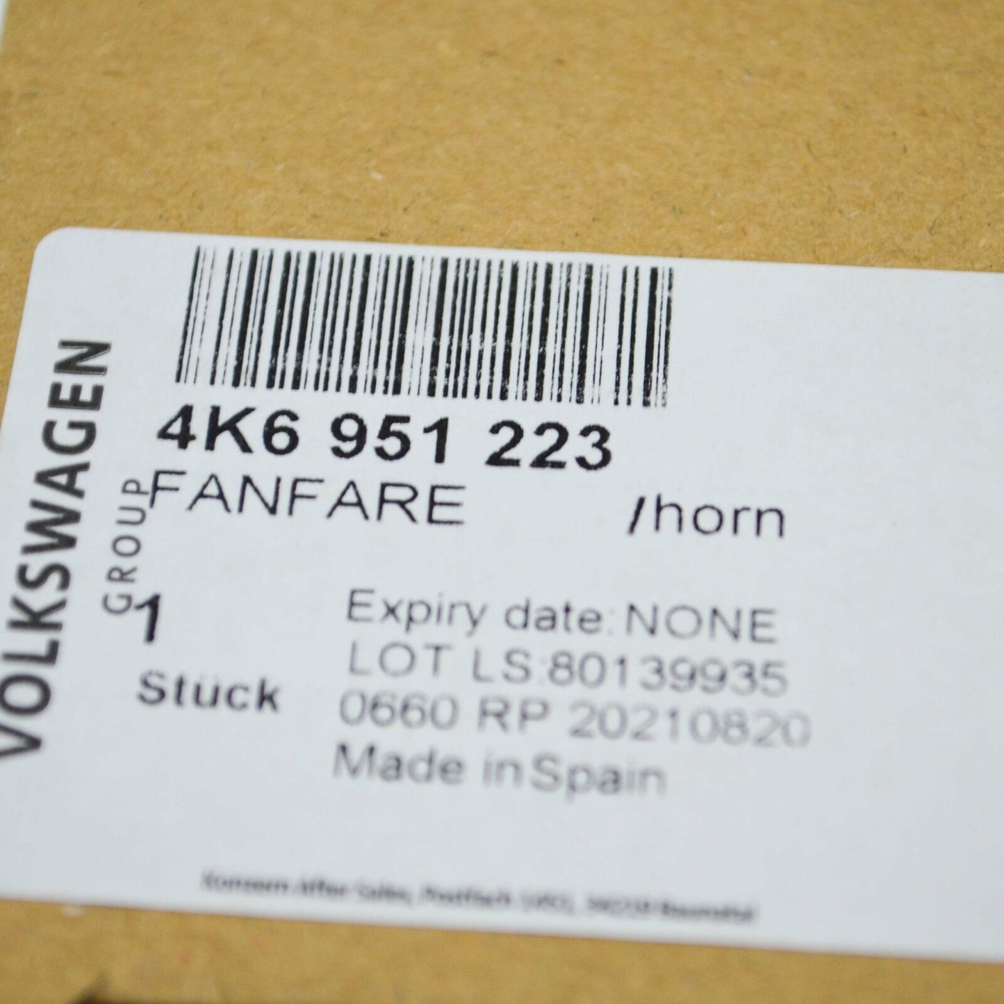 NEW AUDI A6 C8 RIGHT HIGH TONE HORN FANFARE 4K6951223 ORIGINAL