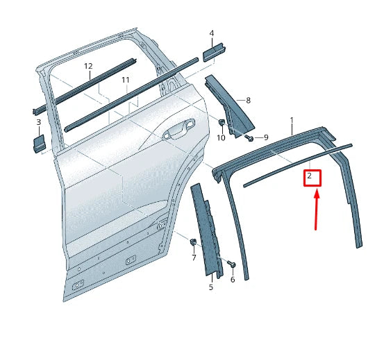 NEW AUDI E-TRON GE REAR LEFT DOOR WINDOW GUIDE TRIM STRIP 4KE839643D