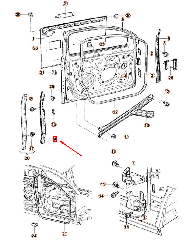 NEW VOLKSWAGEN JETTA A5 FRONT LEFT DOOR REAR RETAINING RAIL 1K5831299J ORIGINAL