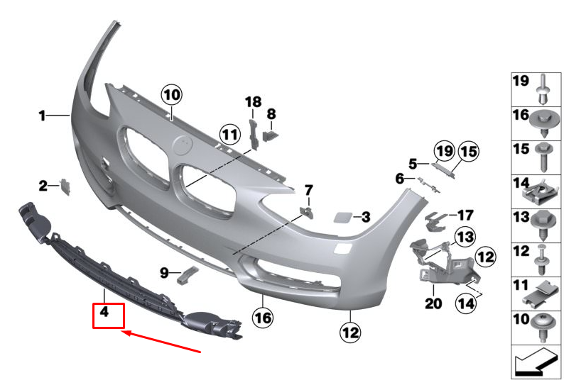 new bmw 1 f21 front lower center bumper grille 7383765 51117383765 original