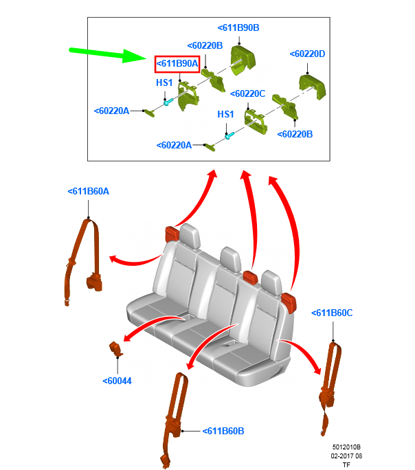 new ford transit custom mk1 rear left seat belt guide bezel 2199252 original