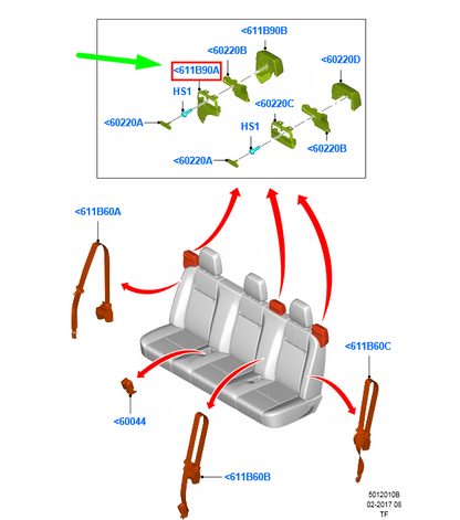 new ford transit custom mk1 rear left seat belt guide bezel 2199252 original