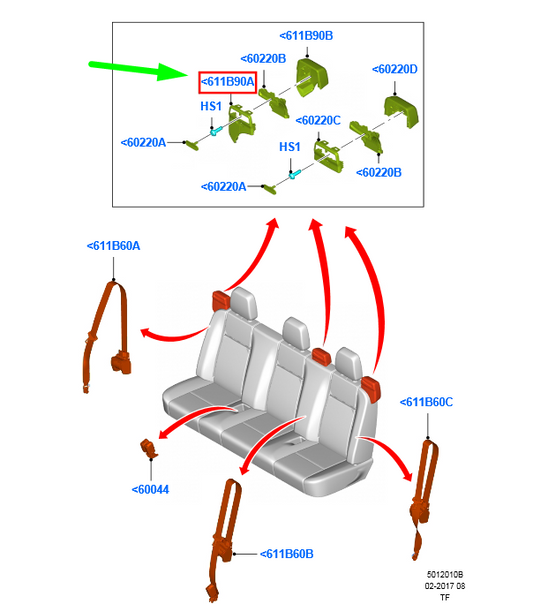 new ford transit custom mk1 rear left seat belt guide bezel 2199252 original