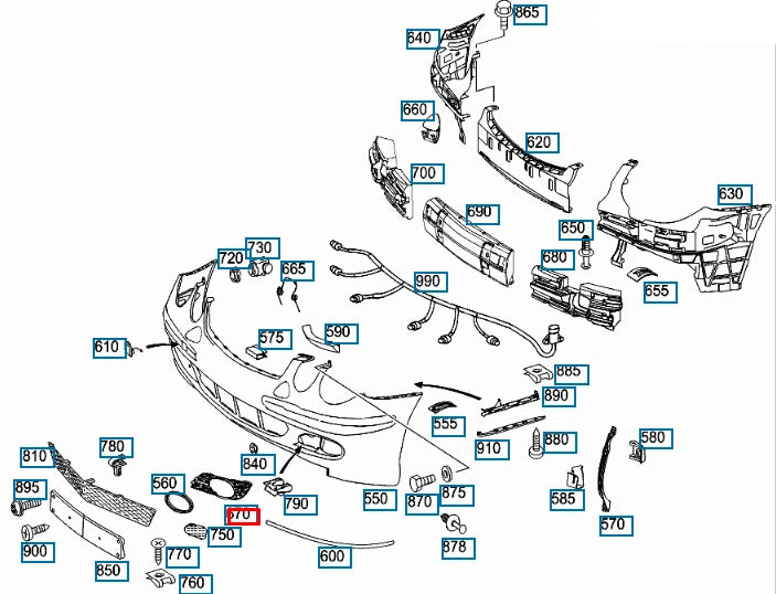 NEW MERCEDES BENZ E W211 FRONT LEFT BUMPER GRILLE A2118850922 ORIGINAL