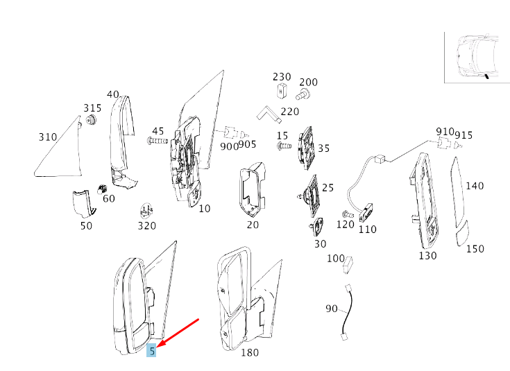 new mercedes-benz sprinter w906 front left door mirror lhd a9068103093 original