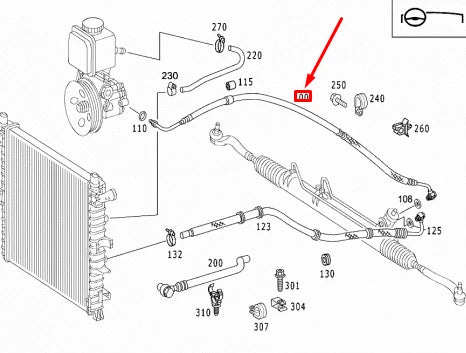 NEW MERCEDES-BENZ ML W163 POWER STEERING PRESSURE LINE A1634604224 ORIGINAL