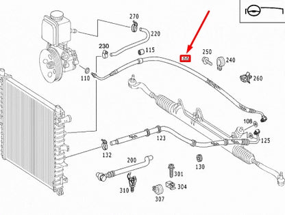 NEW MERCEDES-BENZ ML W163 POWER STEERING PRESSURE LINE A1634604224 ORIGINAL