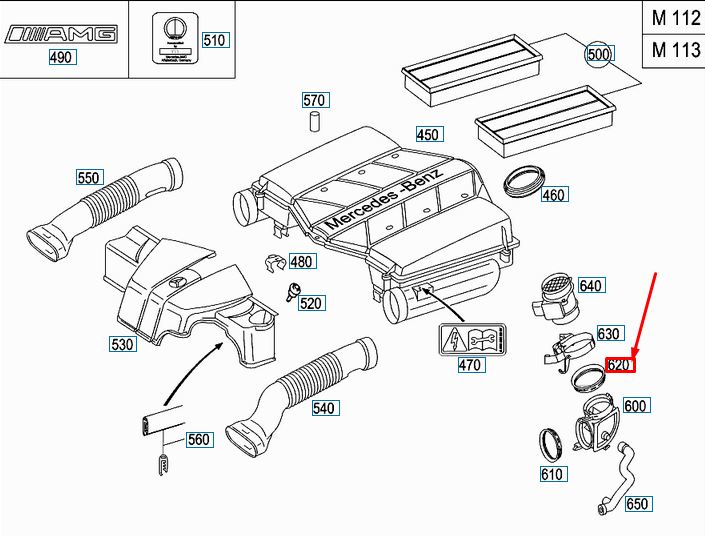 NEW MERCEDES-BENZ CLK C209 AIR MASS SENSOR HOUSING SEAL A1121590180 ORIGINAL