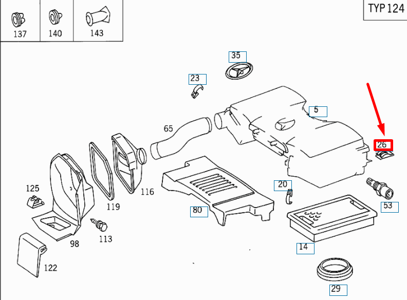 NEW MERCEDES-BENZ SL R129 AIR CLEANER CLIP A1199880078 ORIGINAL