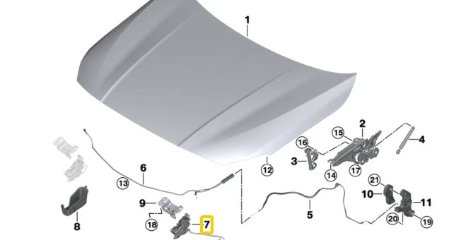 NEW BMW 1 F40 FRONT LEFT BONNET HOOD LOCK 51237468349 ORIGINAL