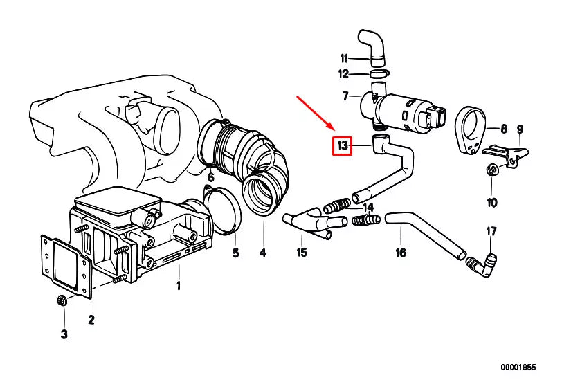 NEW BMW 3 E30 ENGINE AIR PUMP HOSE 13411721972 721972 ORIGINAL