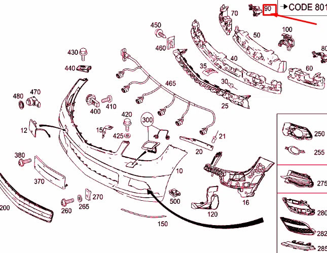 NEW MB C W204 FRONT BUMPER IMPACT ABSORBER RIGHT BRACKET A2048852214 ORIGINAL