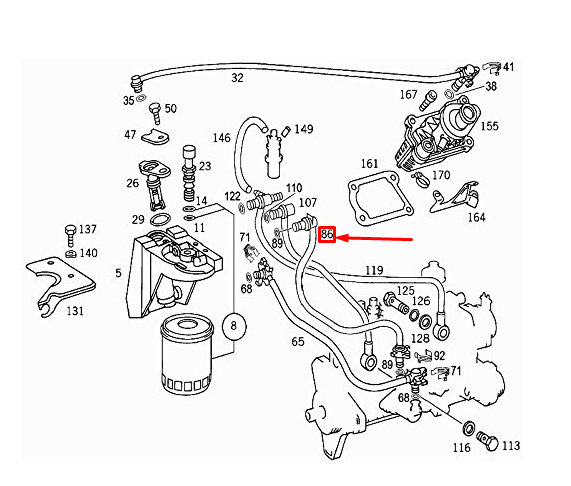 NEW MERCEDES-BENZ E-CLASS W124 FUEL PUMP LINE TO FUEL FILTER A6060700032