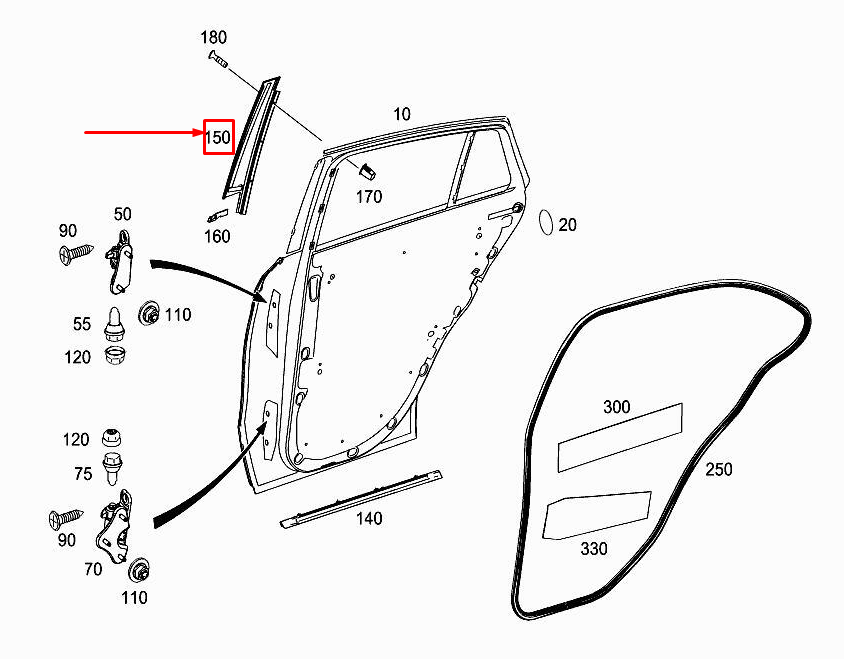 NEW MERCEDES-BENZ GLE COUPE C292 REAR LEFT DOOR TRIM A2926900387 ORIGINAL