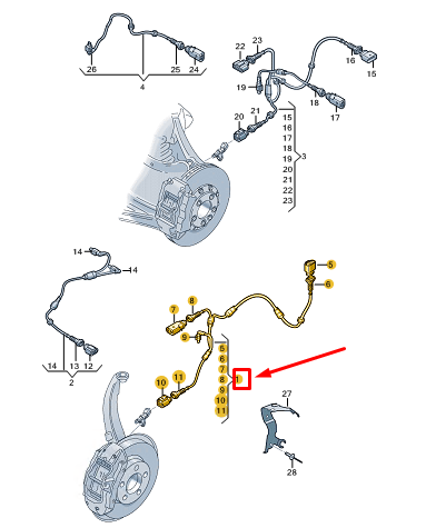 new audi e-tron gt front speed sensor wiring harness 9j1971279b original