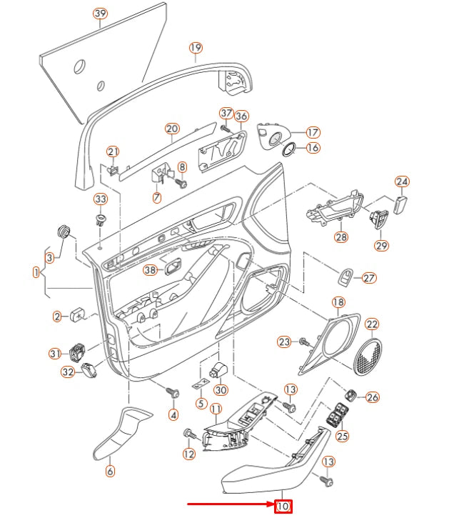 NEW AUDI Q5 8R FRONT LEFT INTERIOR DOOR ARMREST LHD 8R1867173B24A ORIGINAL