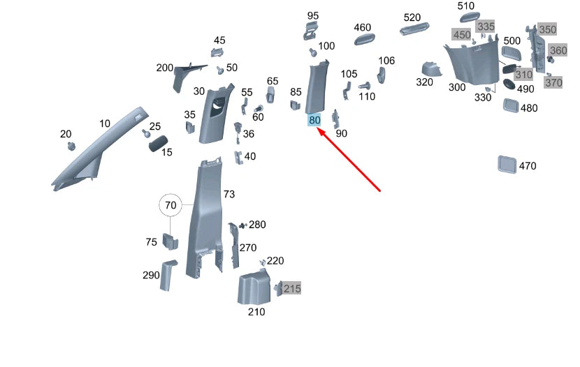 NEW MERCEDES-BENZ VITO W447 LEFT SIDE C-PILLAR TRIM A44769068257H52 ORIGINAL