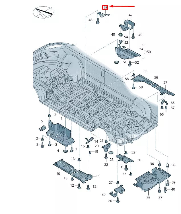 NEW VW TRANSPORTER VI T6 UNDERBODY TRIM FRONT BRACKET 7E0203507F