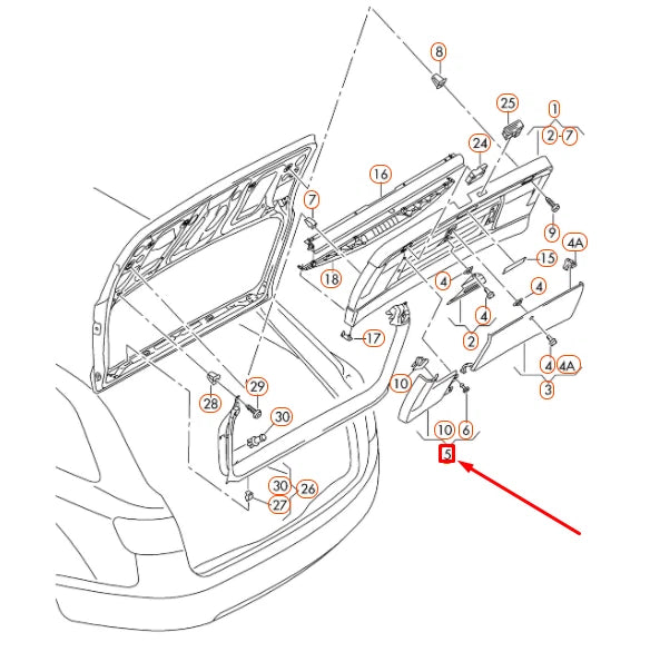 NEW AUDI A4 AVANT B8 REAR TRIM PANEL RIGHT TAIL LIGHT COVER 8K98676584PK