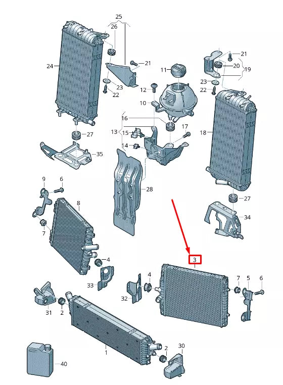 NEW AUDI R8 4S LEFT ENGINE ADDITIONAL COOLER FOR COOLANT 4S0121252B ORIGINAL