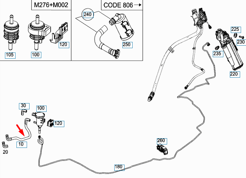 NEW MERCEDES-BENZ GLE COUPE C292 PURGE LINE A1664711115 ORIGINAL