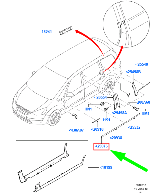 new ford galaxy mk2 front right fender molding 1806466 original