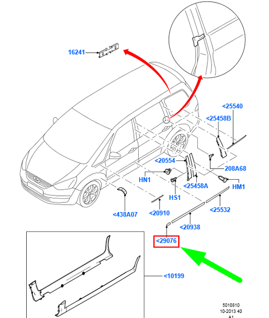 new ford galaxy mk2 front right fender molding 1806466 original