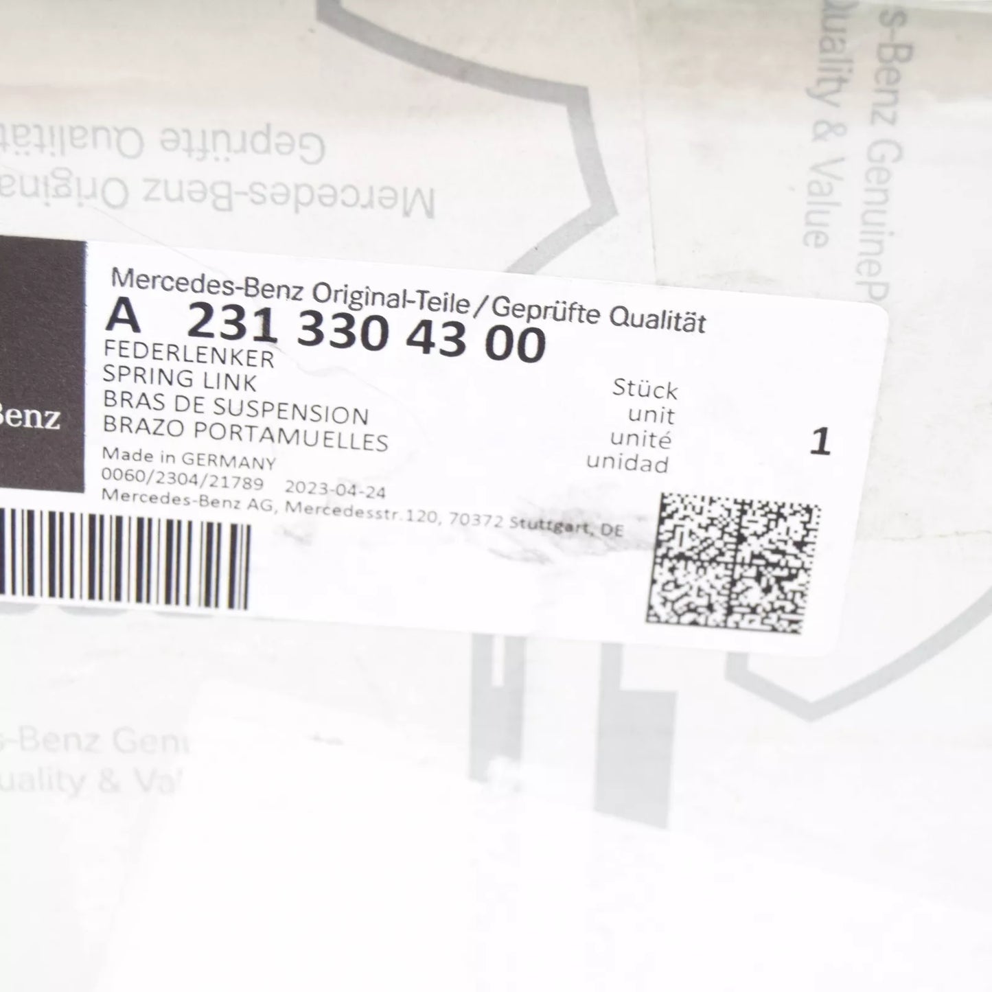 NEW MERCEDES-BENZ SL R231 FRONT LEFT STRAIGHT CONTROL ARM A2313304300 ORIGINAL