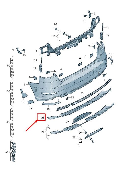NEW AUDI A3 CABRIO 8V REAR LOWER BUMPER DIFFUSOR 8V5807521H1RR ORIGINAL