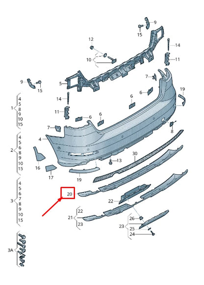 NEW AUDI A3 CABRIO 8V REAR LOWER BUMPER DIFFUSOR 8V5807521H1RR ORIGINAL