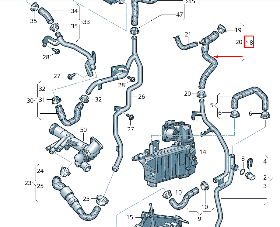 NEW VOLKSWAGEN MULTIVAN T7 STM STN COOLANT HOSE PIPE 7E0122157DH ORIGINAL