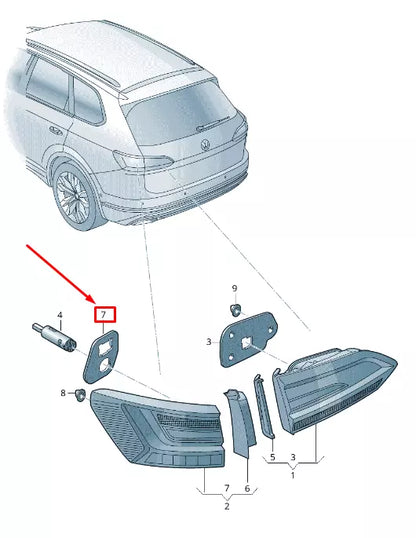 NEW VW TOUAREG CR REAR OUTER TAIL LIGHT SEAL 760945191