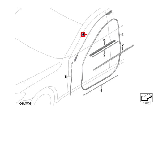 NEW BMW 7 F01 FRONT RIGHT ROOF SEAL 51337178008 ORIGINAL